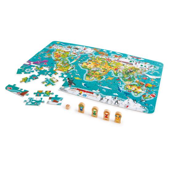 Zabawka HAPE 2 w 1 Puzzle i gra Dookoła świata