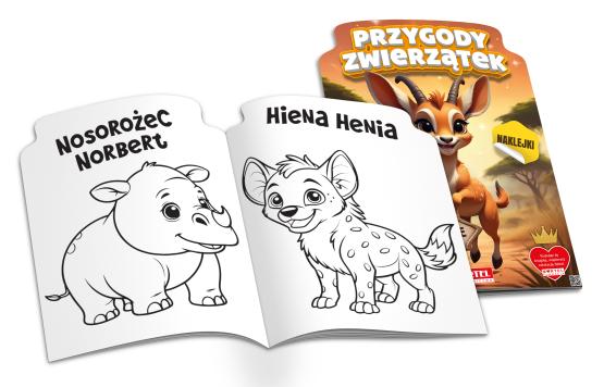 Kolorowanka z naklejkami Przygody zwierzątek na sawannie