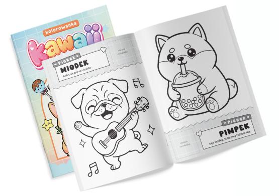 Kolorowanka z naklejkami Kawaii Pieski (2)