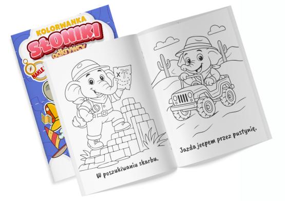 Kolorowanka z naklejkami Odkrywcy. Słoniki (2)