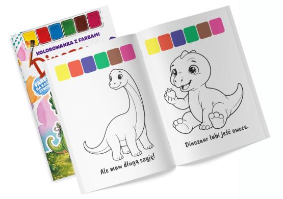Kolorowanka z farbami Dinozaury  (2)