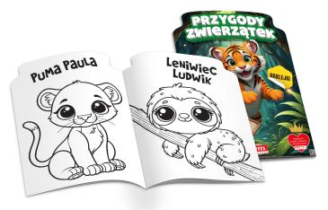 Kolorowanka z naklejkami Przygody zwierzątek w dżungli 