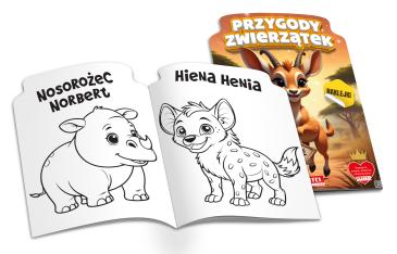 Kolorowanka z naklejkami Przygody zwierzątek na sawannie