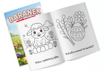 Obrazek 2 dla: Kolorowanka z naklejkami Baranek wielkanocny