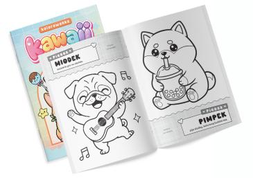 Obrazek 2 dla: Kolorowanka z naklejkami Kawaii Pieski
