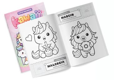 Obrazek 2 dla: Kolorowanka z naklejkami Kawaii Jednorożce